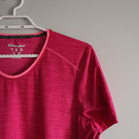 Champion Women's Large Pink Activewear Stretch Crewneck Short Sleeve T-Shirt - Picture 5 of 10